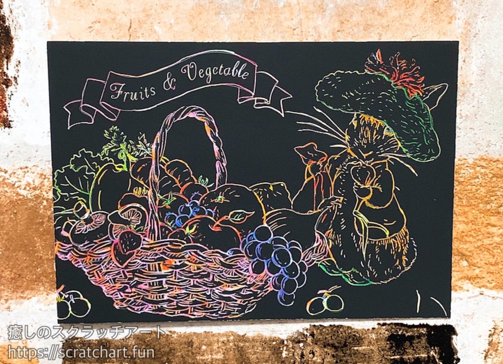 ピーターラビットのスクラッチアート「ベンジャミン・バニーとマグレガーさんの菜園」線削り
